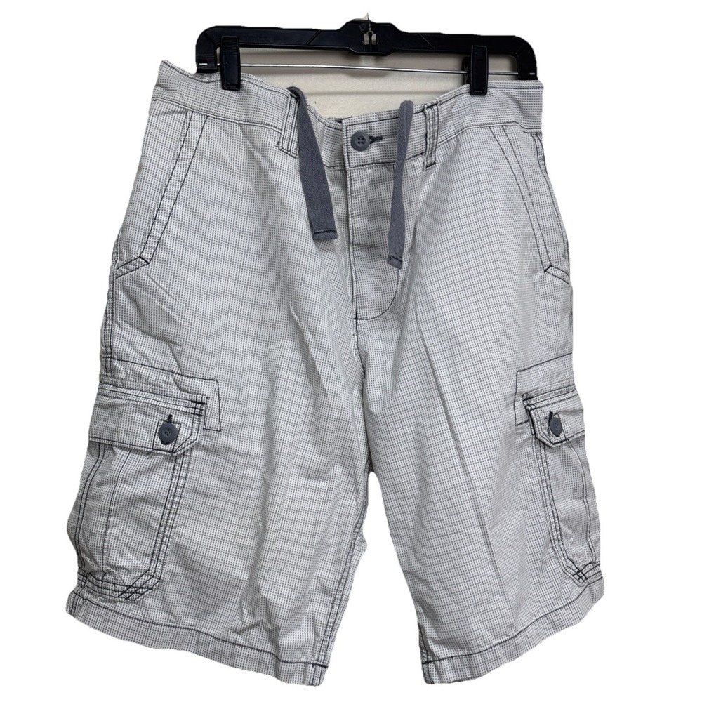 Vintage OP Ocean Pacific Shorts Men 38 Gray Check Cargo Pockets Canvas